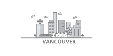 Naklejka premium Canada, Vancouver City city skyline isolated vector illustration, icons