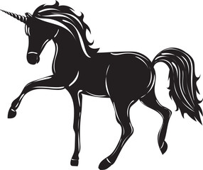 silhouette unicorn on white background isolated, vector