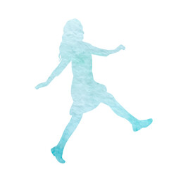 silhouette woman walking on white background isolated, vector