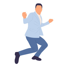 man rejoices in flat style, isolated