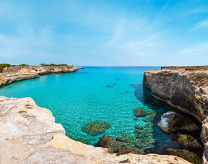 Fototapeta premium Sea coast Archaeological Area of Roca Vecchia, Italy