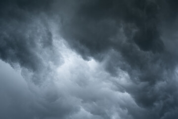 Dramatic rainy sky with very dark clouds 