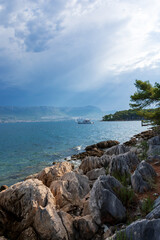 Split, Adriatic coast in Croatia, dramatic sky, seascape