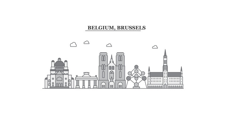 Belgium, Brussels city skyline isolated vector illustration, icons