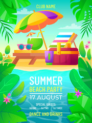 Summer beach party poster design. Vector illustration