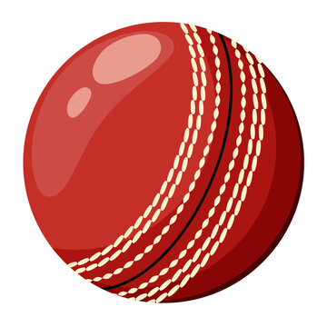 A cricket ball on a white background. Cartoon design.

