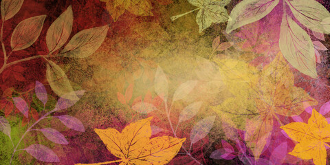 floral ornament background, autumn leaves