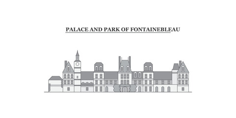 France, Fontainebleau city skyline isolated vector illustration, icons