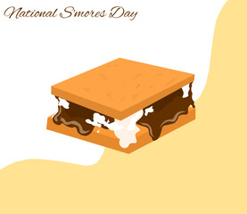 National Smores day banner or poster template, cartoon vector illustration.