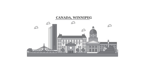 Fototapeta premium Canada, Winnipeg city skyline isolated vector illustration, icons