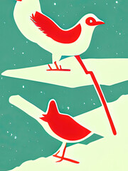 christmas card with bird