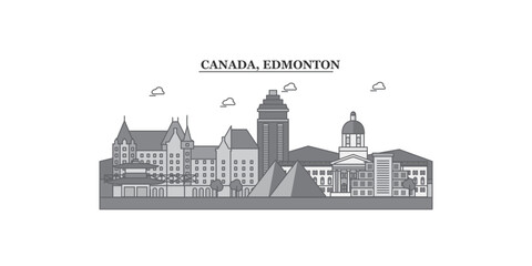 Fototapeta premium Canada, Edmonton city skyline isolated vector illustration, icons