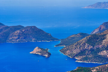 Obraz premium Landscape of mountain islands in the blue sea