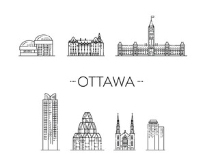 Ottawa, Canada, architecture line skyline illustration - obrazy, fototapety, plakaty