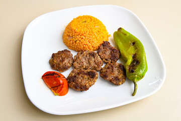 Meatball between bread (Turkish name : ekmek arasi kofte ) Izgara kofte. Manisa, Akcaabat, Akhisar  kofte