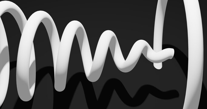 Render with minimalistic white spiral on black