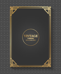 black background rectangular gold frame decoration vintage calligraphy border frame luxury elegant design