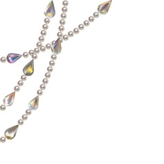 Pearl. Gems. Decoration. Diamonds. Abstract background. Jewelry. Hanging crystals. Vector illustration.