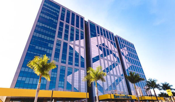 Banco do Brasil. Fachada do edif&iacute;cio Sede do Banco do Brasil localizado na Asa Norte na cidade de Bras&iacute;lia, Distrito Federal. 07 de Agosto de 2022.