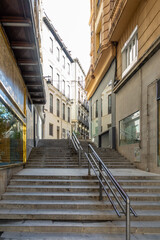 Stairway between the Angel Gaivet shopping street and the Plaza del Carmen or the town hall in the...