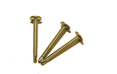 three self-tapping screws on a white background