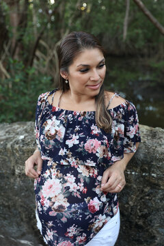 Miami, Florida / United States – December 31, 2021: Maternity Photoshoot in a Park
