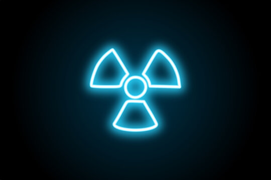 Radioactive radioactivity radiation glowing neon symbol sign 