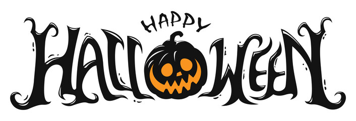 Happy Halloween Text Banner design, Vector