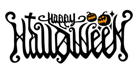 Happy Halloween Text Banner, Vector