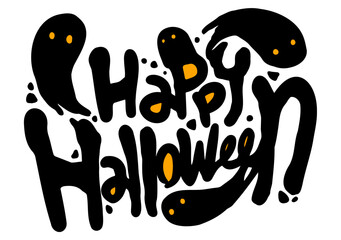Happy Halloween Text Banner, Vector