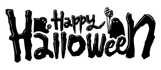 Happy Halloween Text Banner, Vector