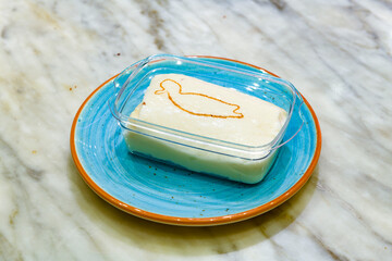 Turkish Dessert Sobiyet  Baklava, mussels baklava and classic baklava with Pistachio . Cevizli, Fistikli Baklava, top view.