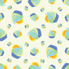 Bright cream cupcake seamless background