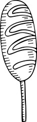 Hand drawn corn dog icon. Vector illustration, doodle style.

