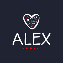 (Alex) Calligraphy name, Vector illustration.