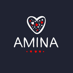 (Amina) Calligraphy name, Vector illustration.