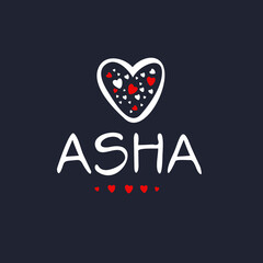 (Asha) Calligraphy name, Vector illustration.