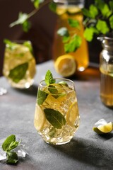 Ice tea with mint and lime