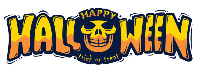 Happy Halloween Text Banner, Vector