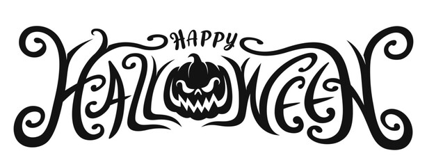 Happy Halloween Text Banner design, Vector