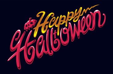 Obraz premium Happy Halloween Text Banner, Vector