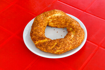 Turkish pastry product , tasty pogaca. Simit, gevrek. Turkish Pastries; peynirli, patatesli, kasarli pogaca, borek, acma, ay coregi at patisserie showcase.