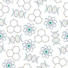 Science laboratory chemistry seamless pattern design graphic element illustration