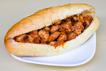 Meat Chicken Doner, between bread (Turkish Name : ekmek arasi doner, doner, Turk kebabi)