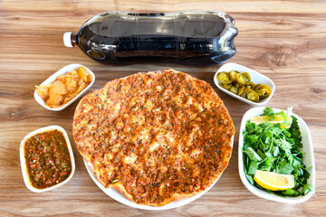 Turkish foods ; Turkish pizza -Lahmacun