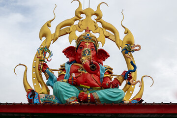 Samut Prakan, Thailand - July 07, 2022. Wat Sao Thong Nok.  This temple has a Ganesh Buddha statue.