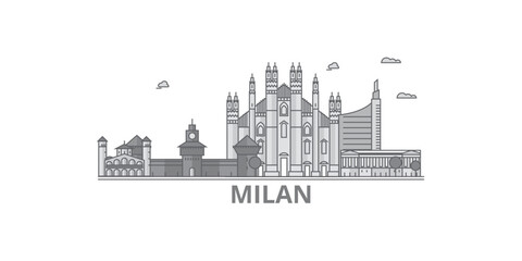 Italy, Milan City city skyline isolated vector illustration, icons