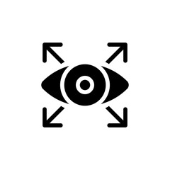 Wide view simple glyph icon. Vector solid isolated black illustration.