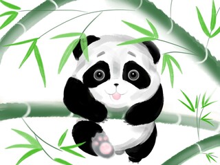 panda on bamboo