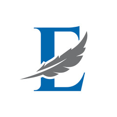 Letter E Feather Logo Vector Template. Law Logo Bird Feather Symbol